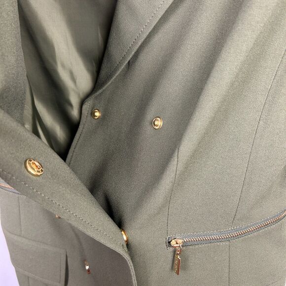Calvin Klein Double Breasted Military Green Button Front Dress Sleeveless sz 8 - Picture 7 of 14